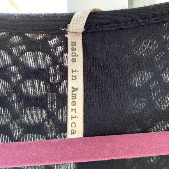 Pete S Black crocheted mini dress w/drawstring waist, bell sleeves, scoop neck. - Picture 6 of 8